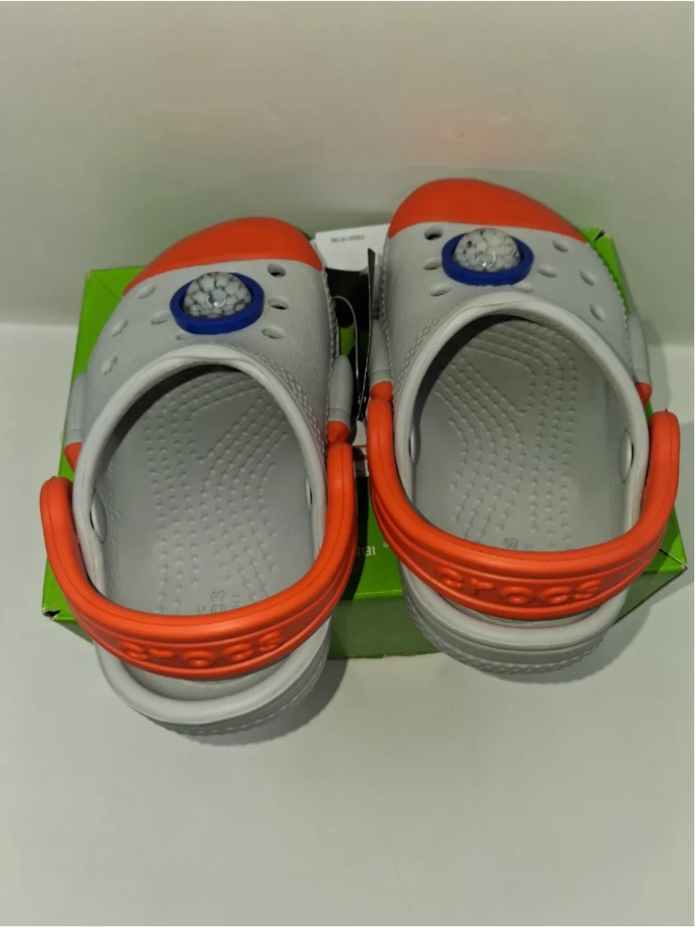Crocs Glow in Dark Roacket Ship. C5 Toddler Clog Shoes Gray, Orange NEW